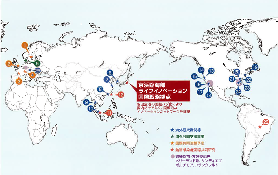 海外の研究機関配置世界地図以下にリストあり